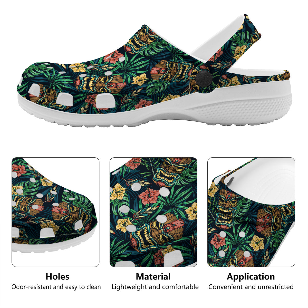 Tiki Tropical Print Pattern Clog-grizzshop