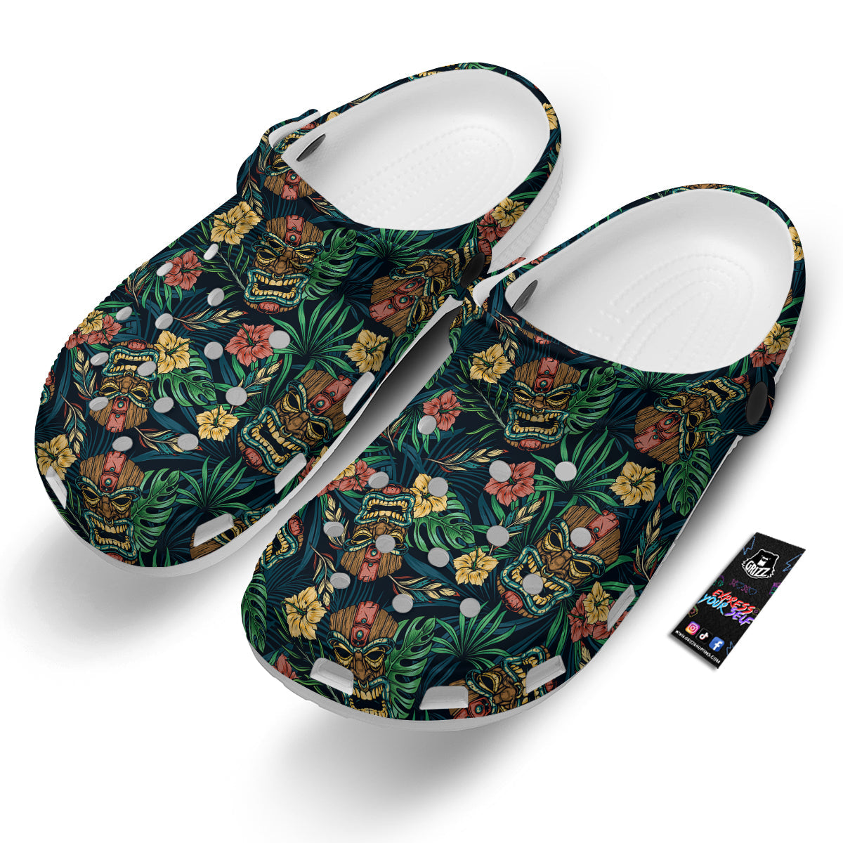 Tiki Tropical Print Pattern Clog-grizzshop