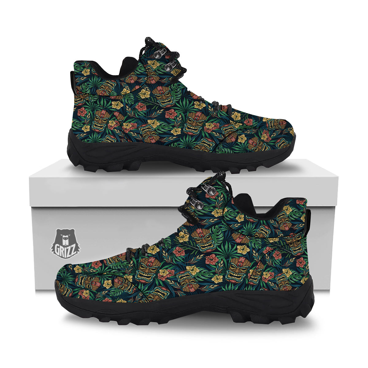 Tiki Tropical Print Pattern Hiking Shoes-grizzshop