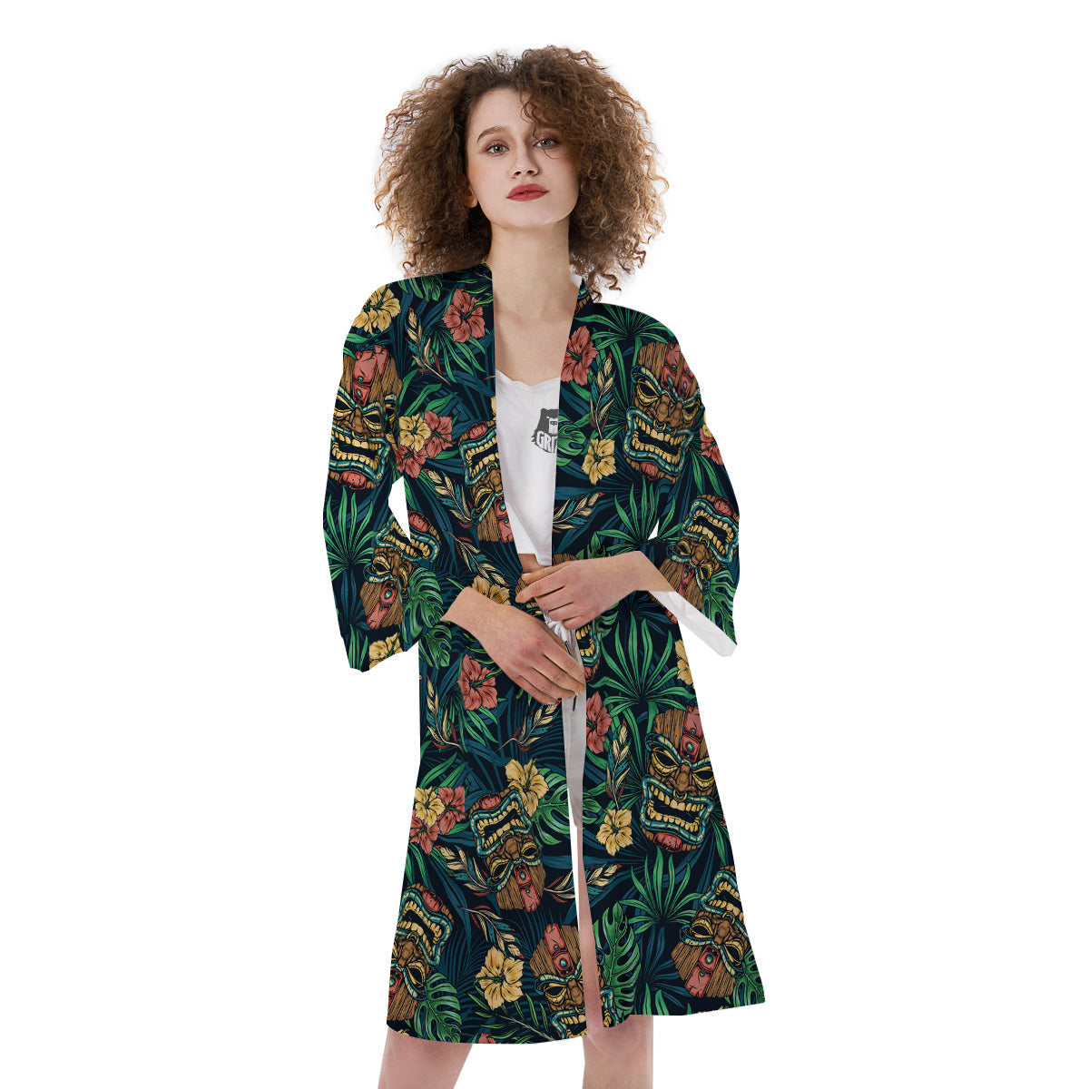 Tiki Tropical Print Pattern Kimono-grizzshop