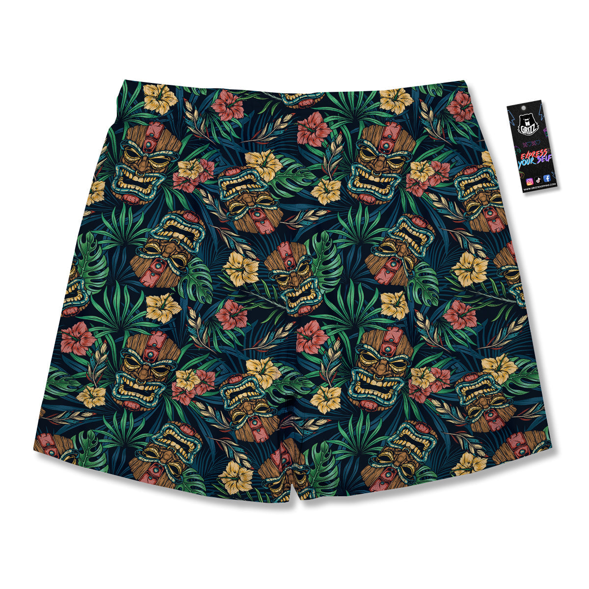 Tiki Tropical Print Pattern Men's Running Shorts-grizzshop