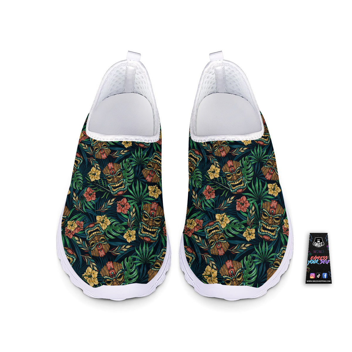 Tiki Tropical Print Pattern Nurse Shoes-grizzshop