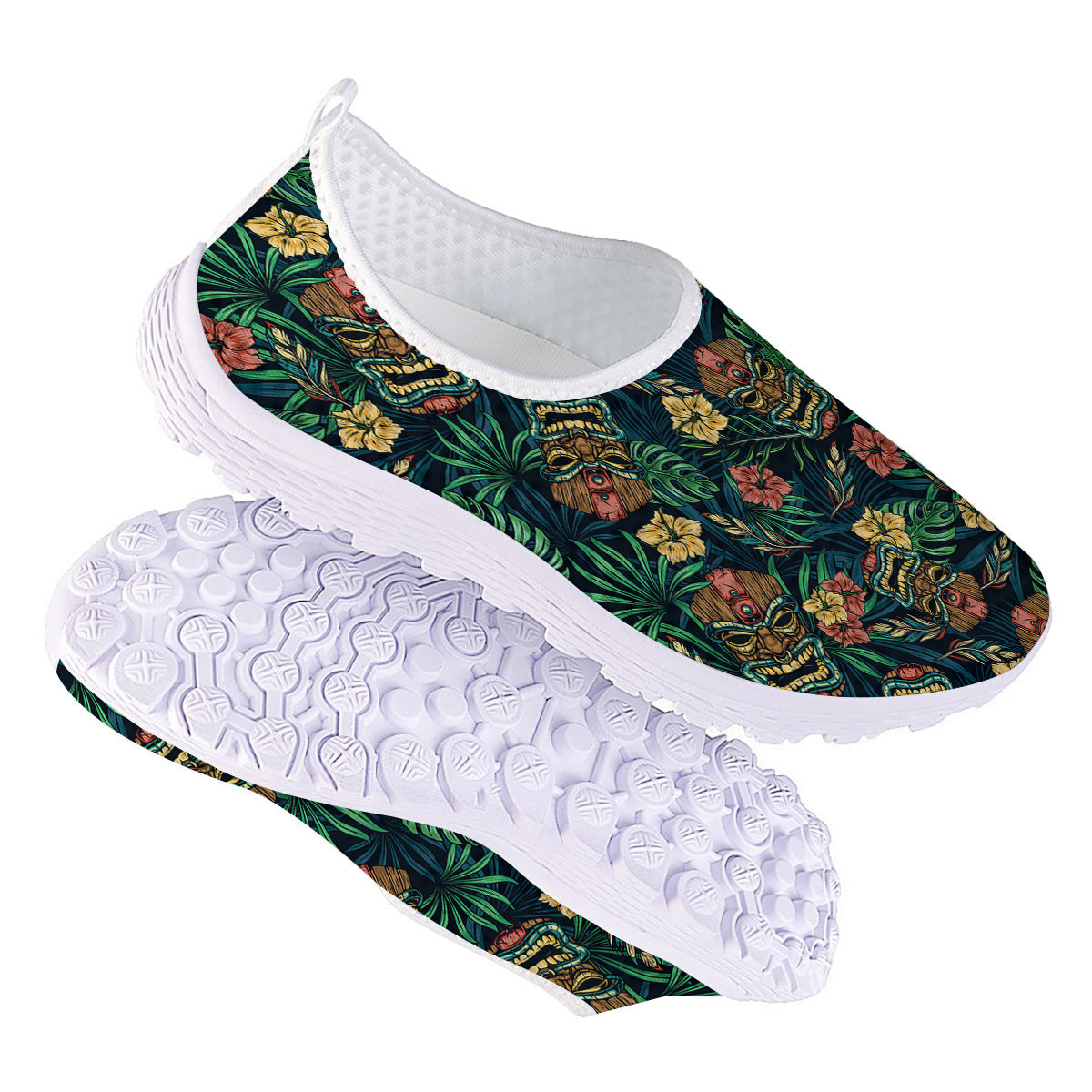 Tiki Tropical Print Pattern Nurse Shoes-grizzshop
