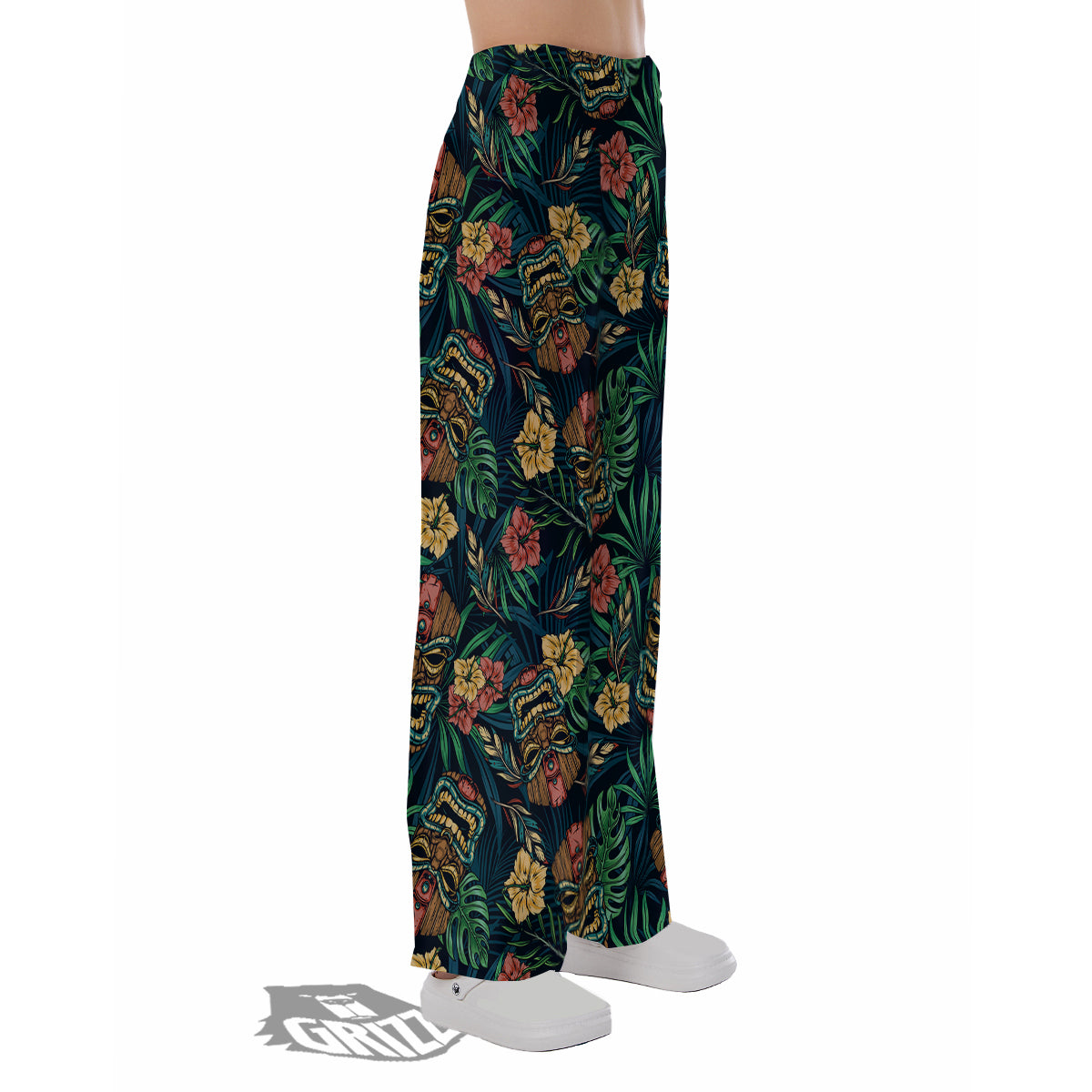 Tiki Tropical Print Pattern Pajama Pants-grizzshop