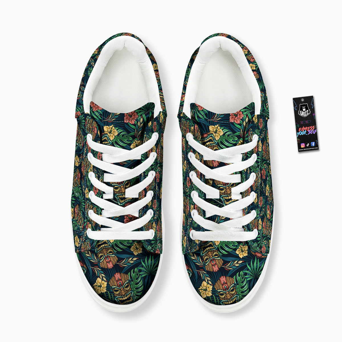 Tiki Tropical Print Pattern Platform Shoes-grizzshop