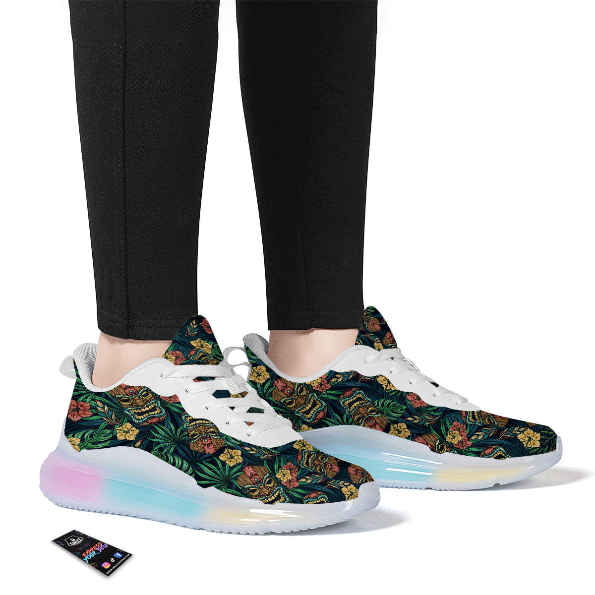 Tiki Tropical Print Pattern Running Sneakers-grizzshop