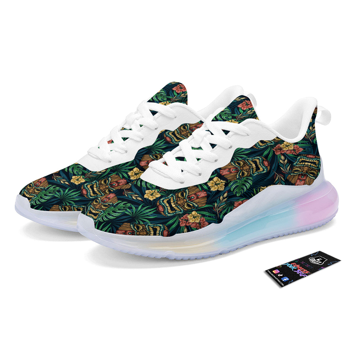 Tiki Tropical Print Pattern Running Sneakers-grizzshop