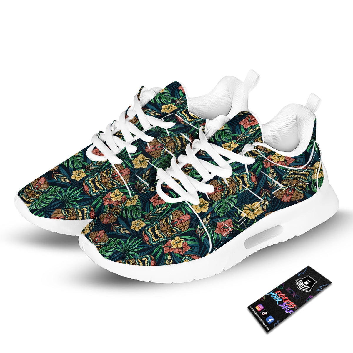 Tiki Tropical Print Pattern Tennis Shoes-grizzshop