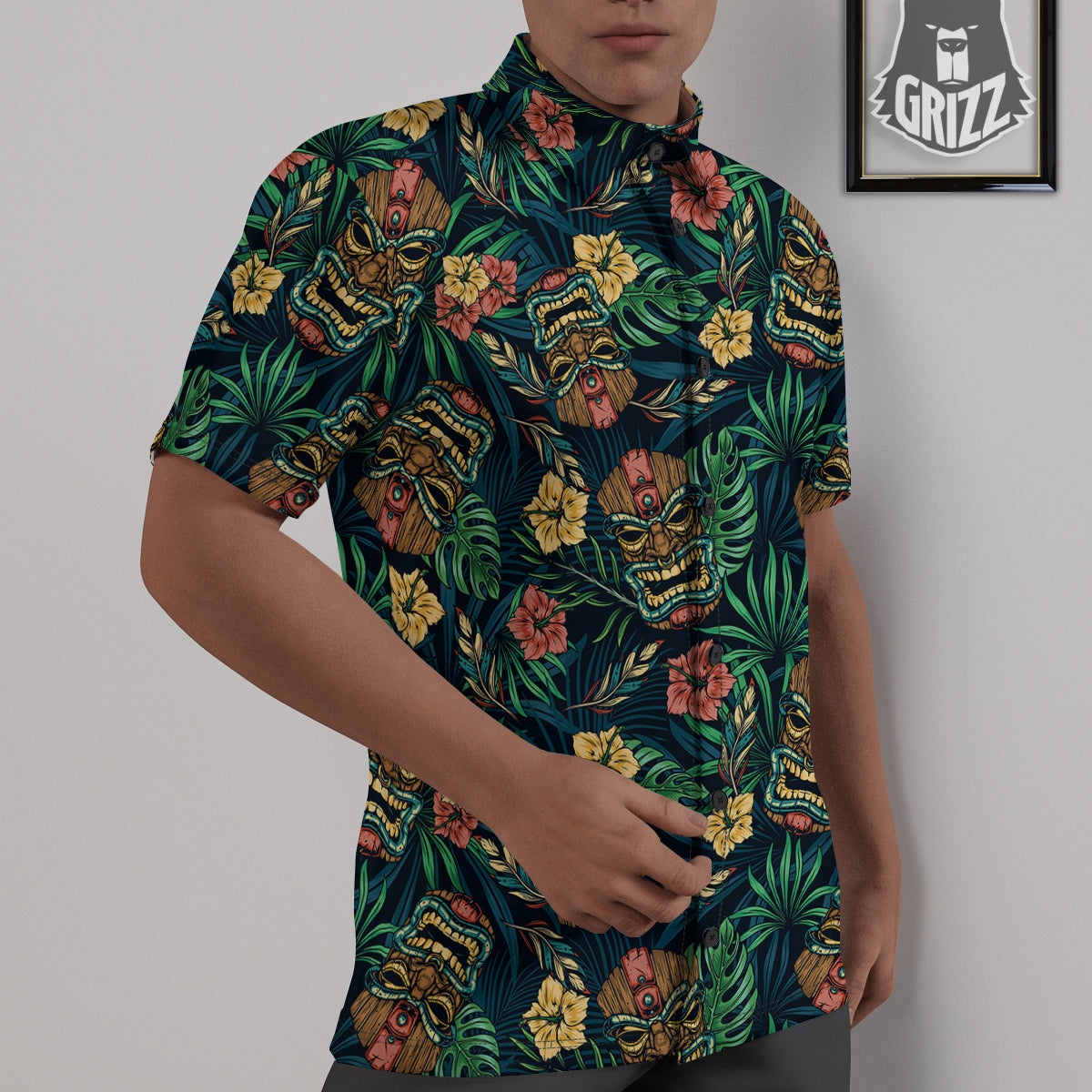 Tiki Tropical Print Pattern Untucked Shirts-grizzshop