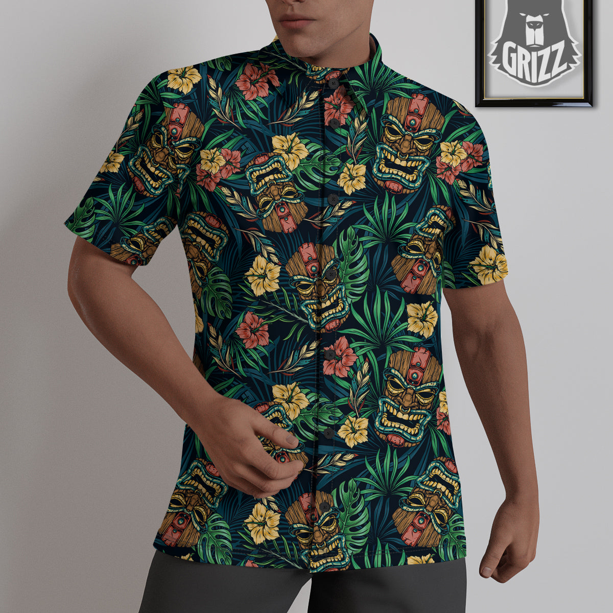 Tiki Tropical Print Pattern Untucked Shirts-grizzshop