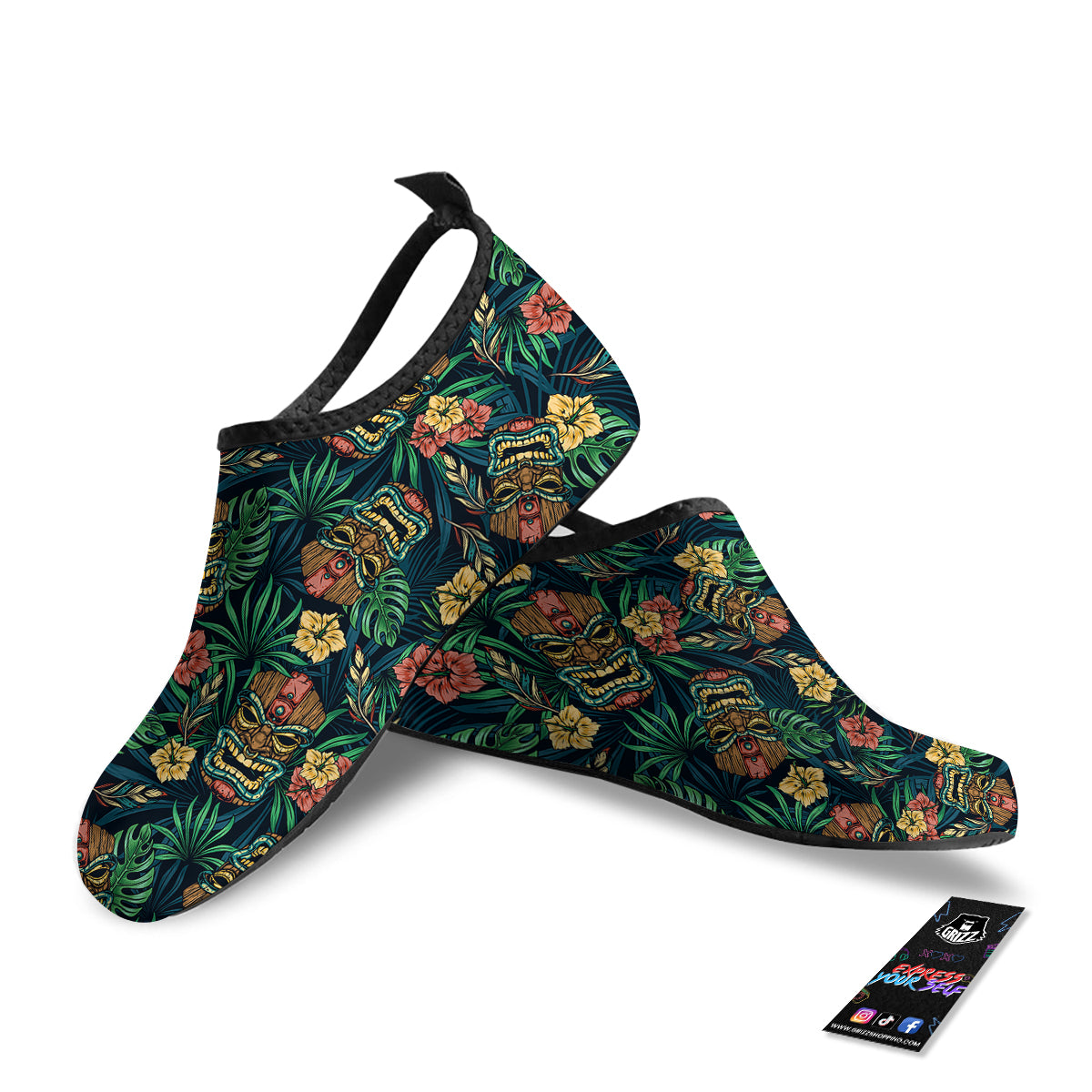 Tiki Tropical Print Pattern Water Shoes-grizzshop
