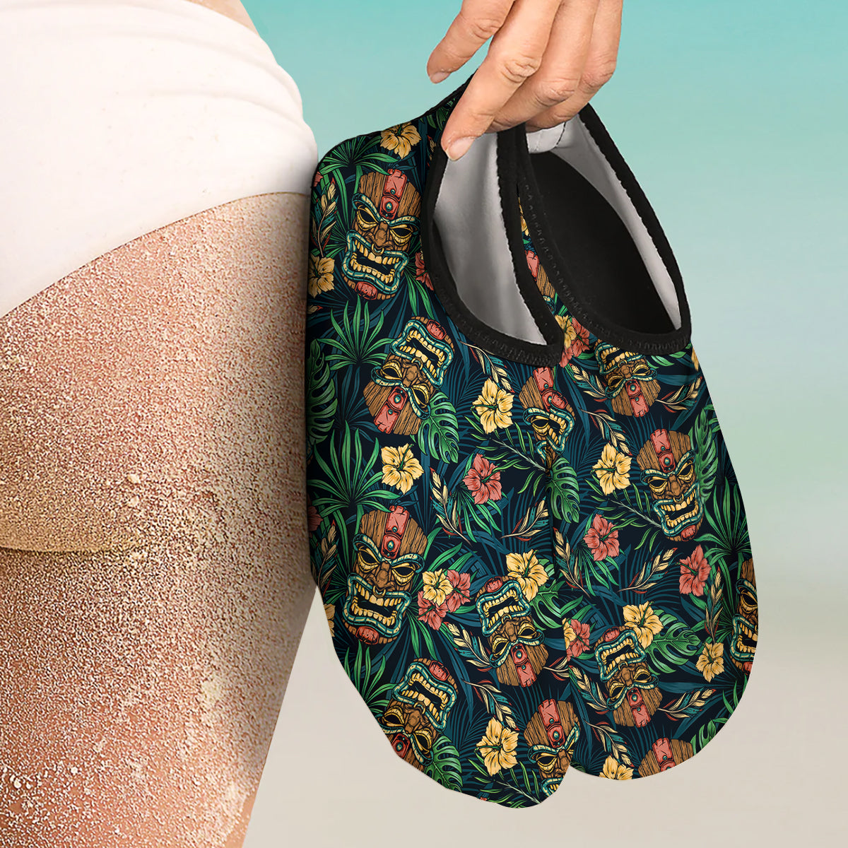 Tiki Tropical Print Pattern Water Shoes-grizzshop