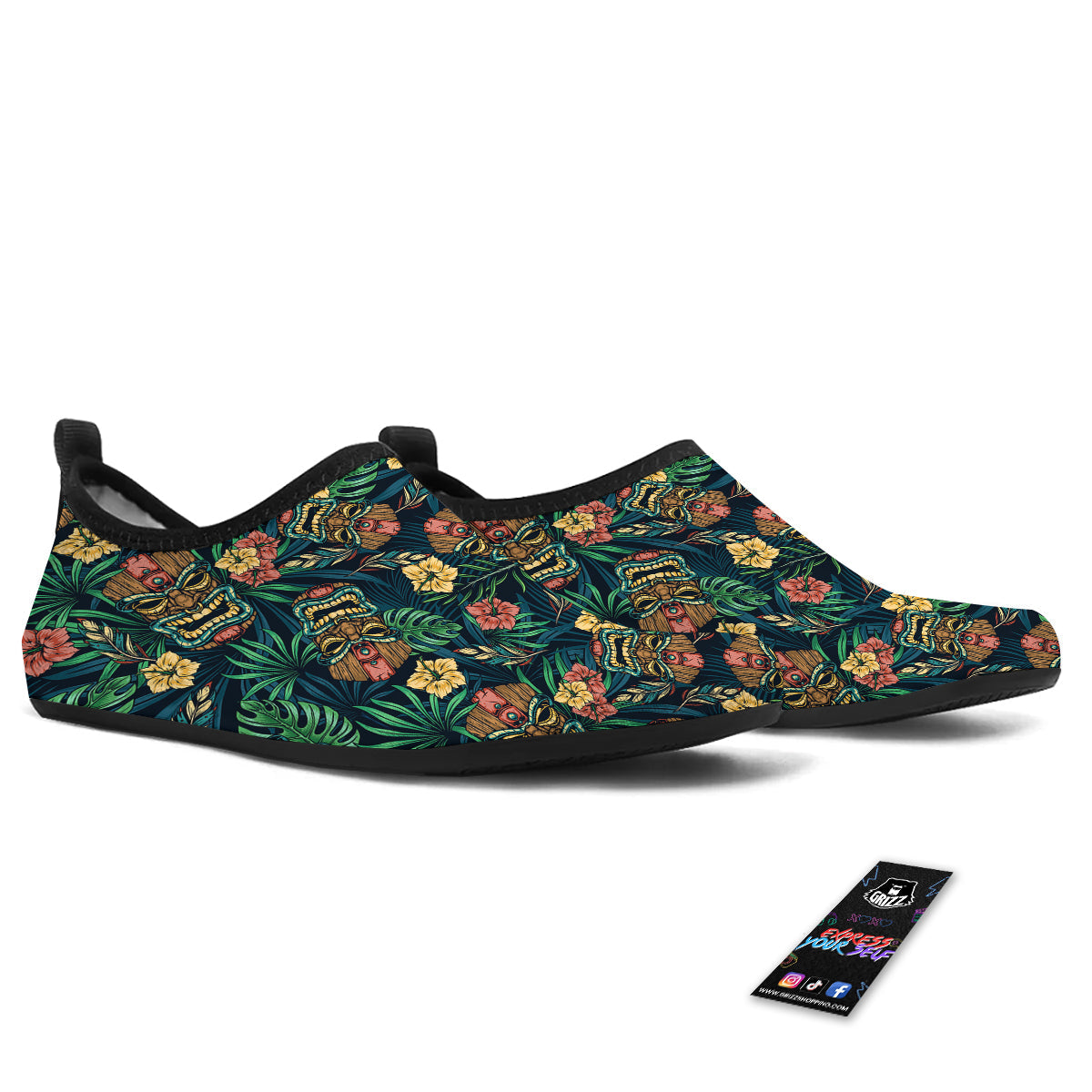 Tiki Tropical Print Pattern Water Shoes-grizzshop