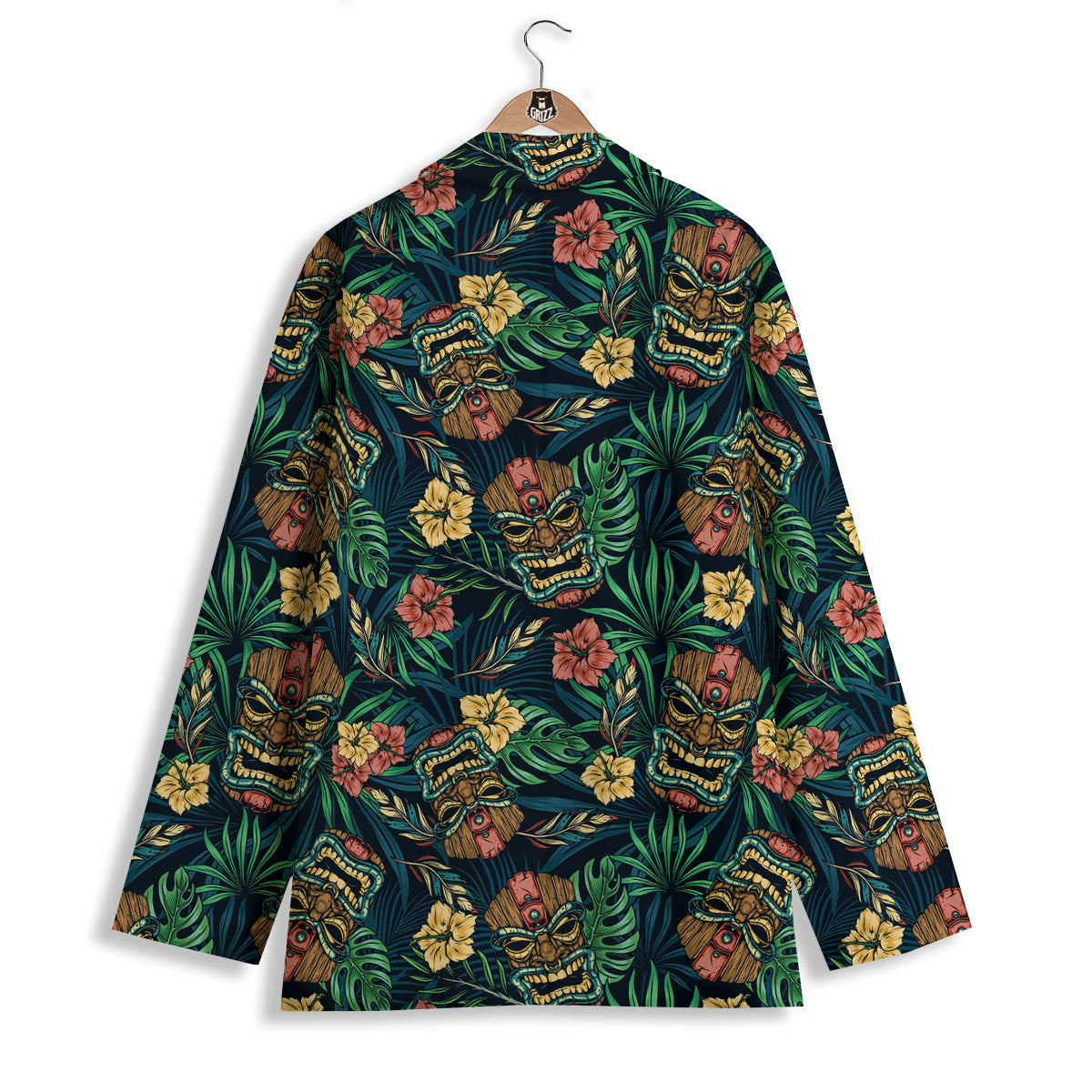Tiki Tropical Print Pattern Women's Blazer-grizzshop