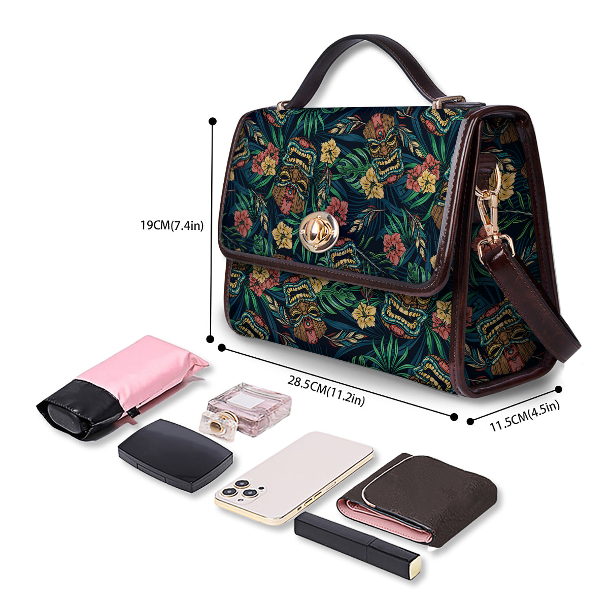 Tiki Tropical Print Pattern Women's Satchel Bag-grizzshop