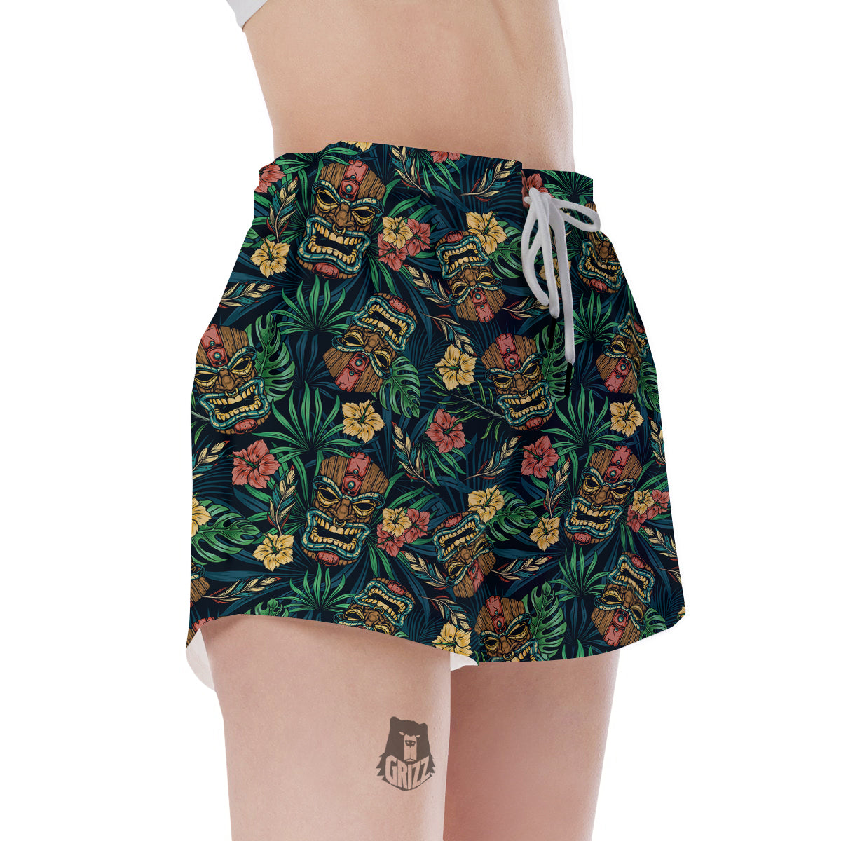 Tiki Tropical Print Pattern Women's Shorts-grizzshop