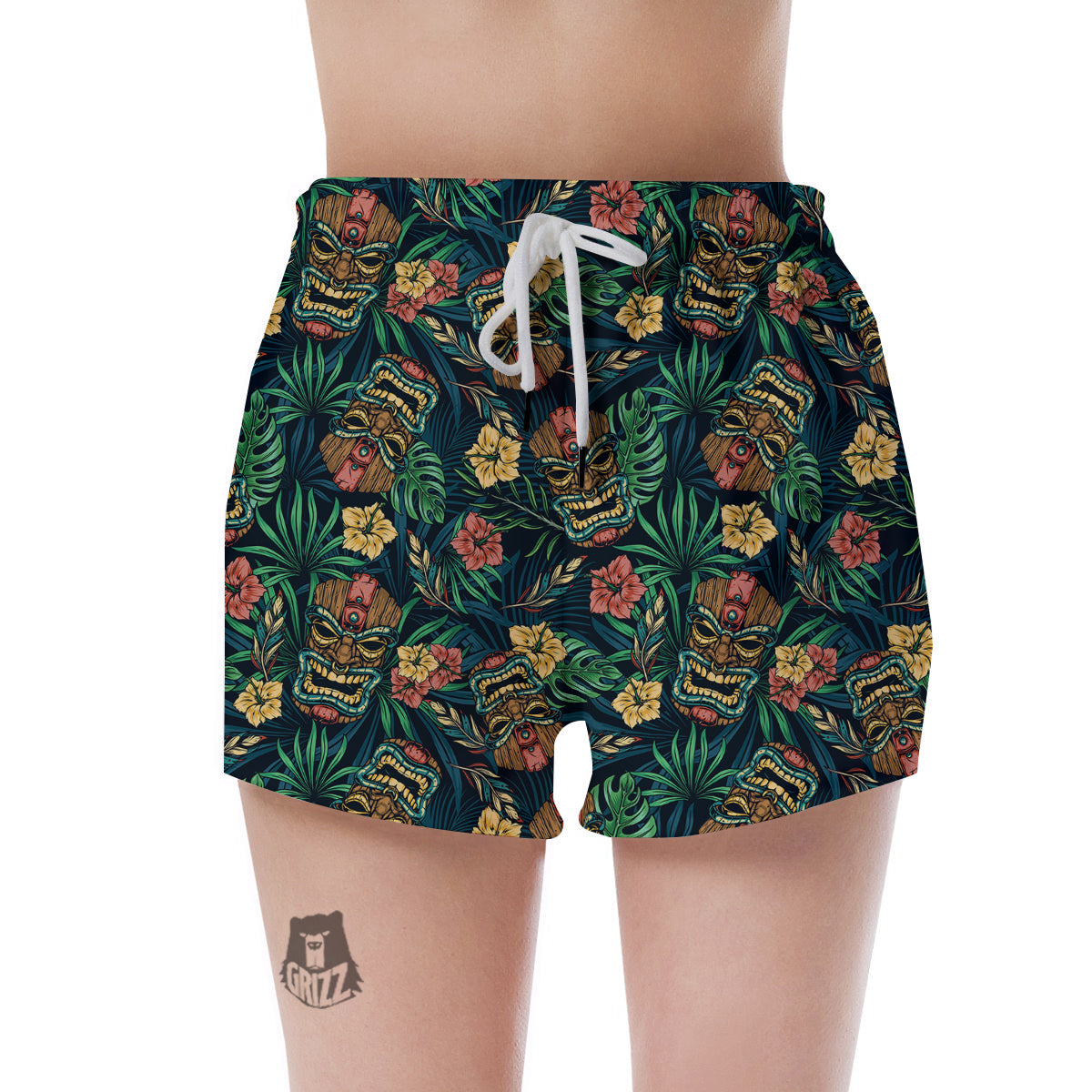 Tiki Tropical Print Pattern Women's Shorts-grizzshop