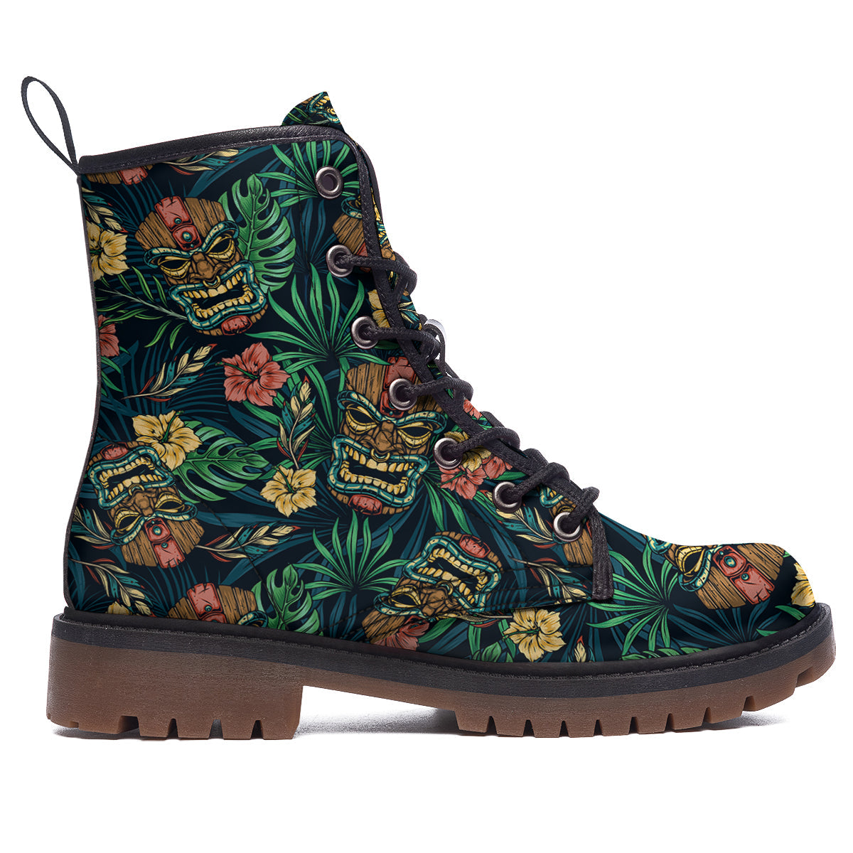 Tiki Tropical Print Pattern Work Boots-grizzshop
