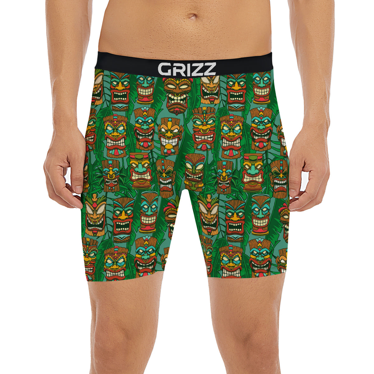 Tiki Wooden Print Pattern Boxer Briefs-grizzshop