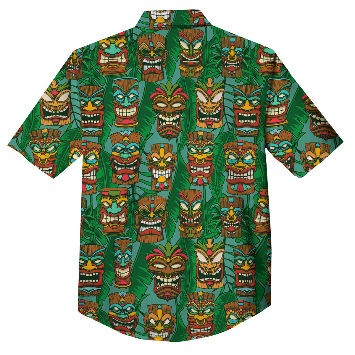 Tiki Wooden Print Pattern Button Up Shirt-grizzshop