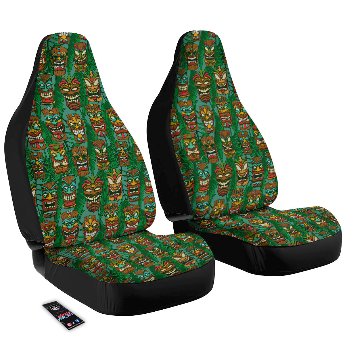 Tiki Wooden Print Pattern Car Seat Covers-grizzshop