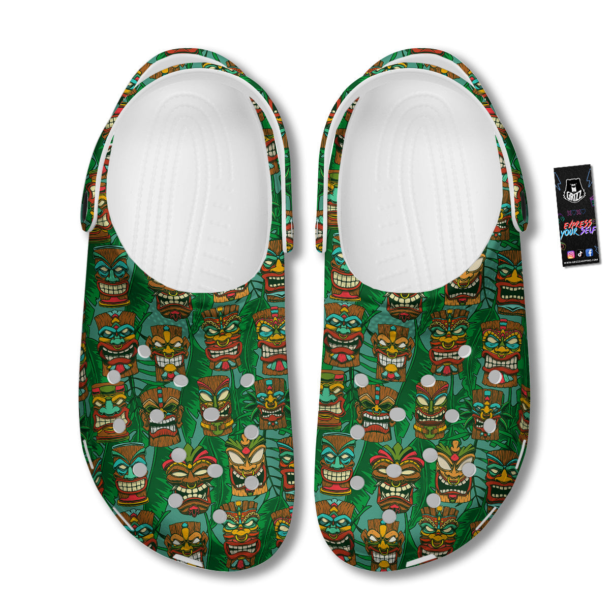 Tiki Wooden Print Pattern Clog-grizzshop