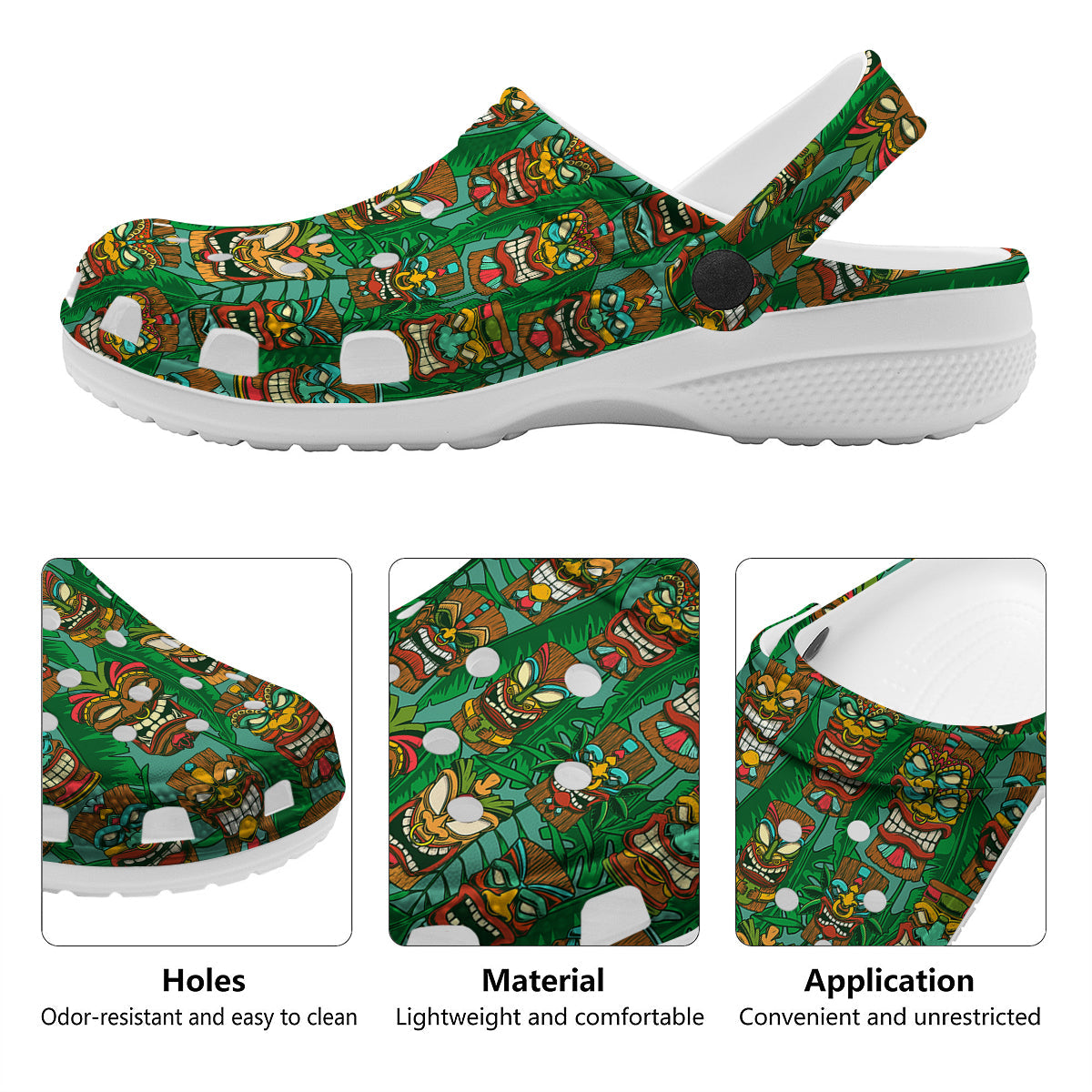 Tiki Wooden Print Pattern Clog-grizzshop