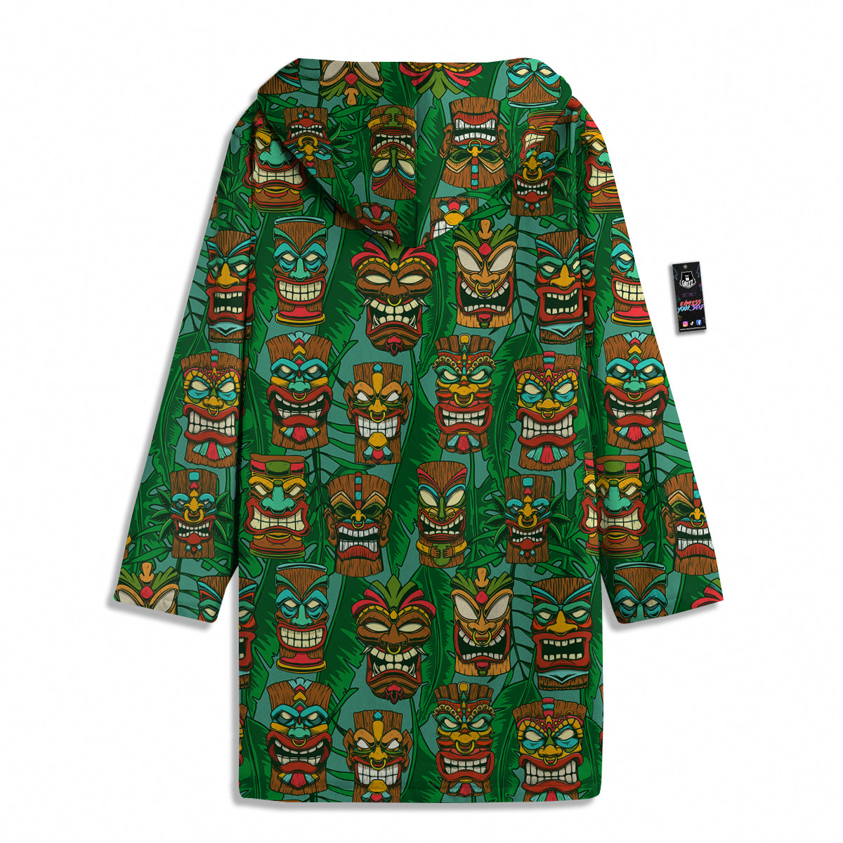 Tiki Wooden Print Pattern Men's Windbreaker Jacket-grizzshop