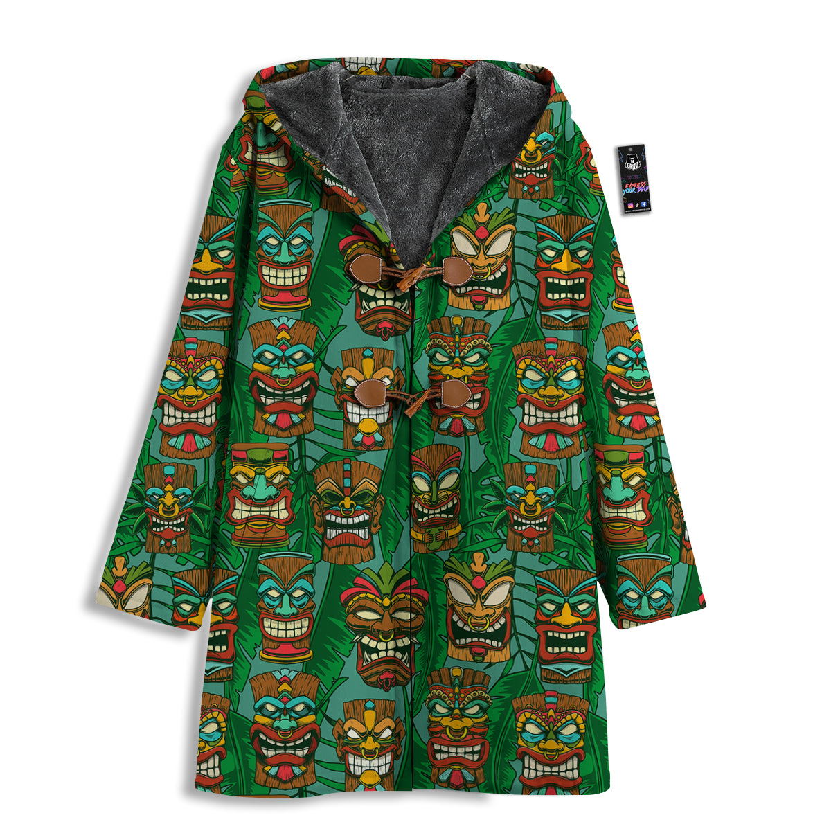 Tiki Wooden Print Pattern Men's Windbreaker Jacket-grizzshop