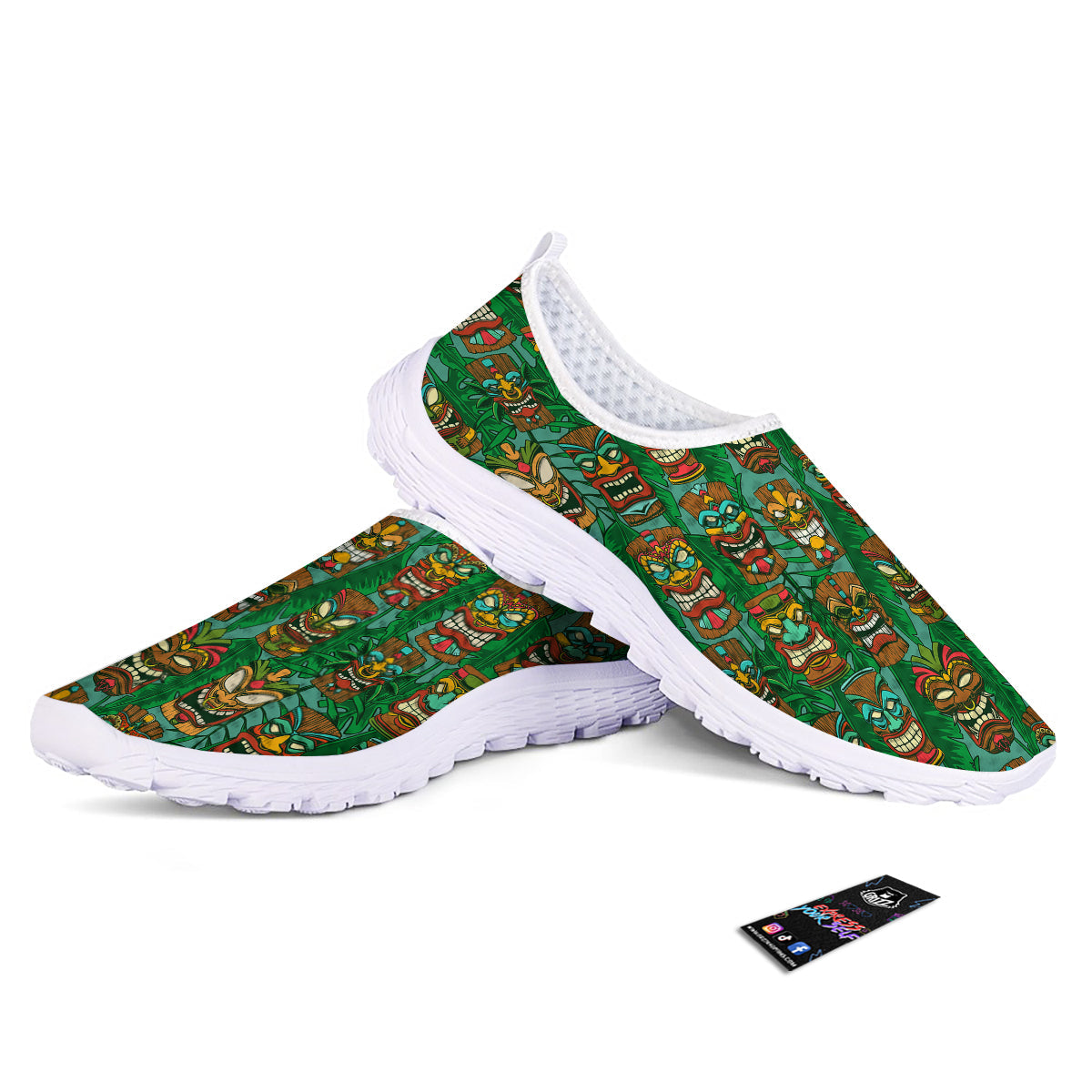 Tiki Wooden Print Pattern Nurse Shoes-grizzshop