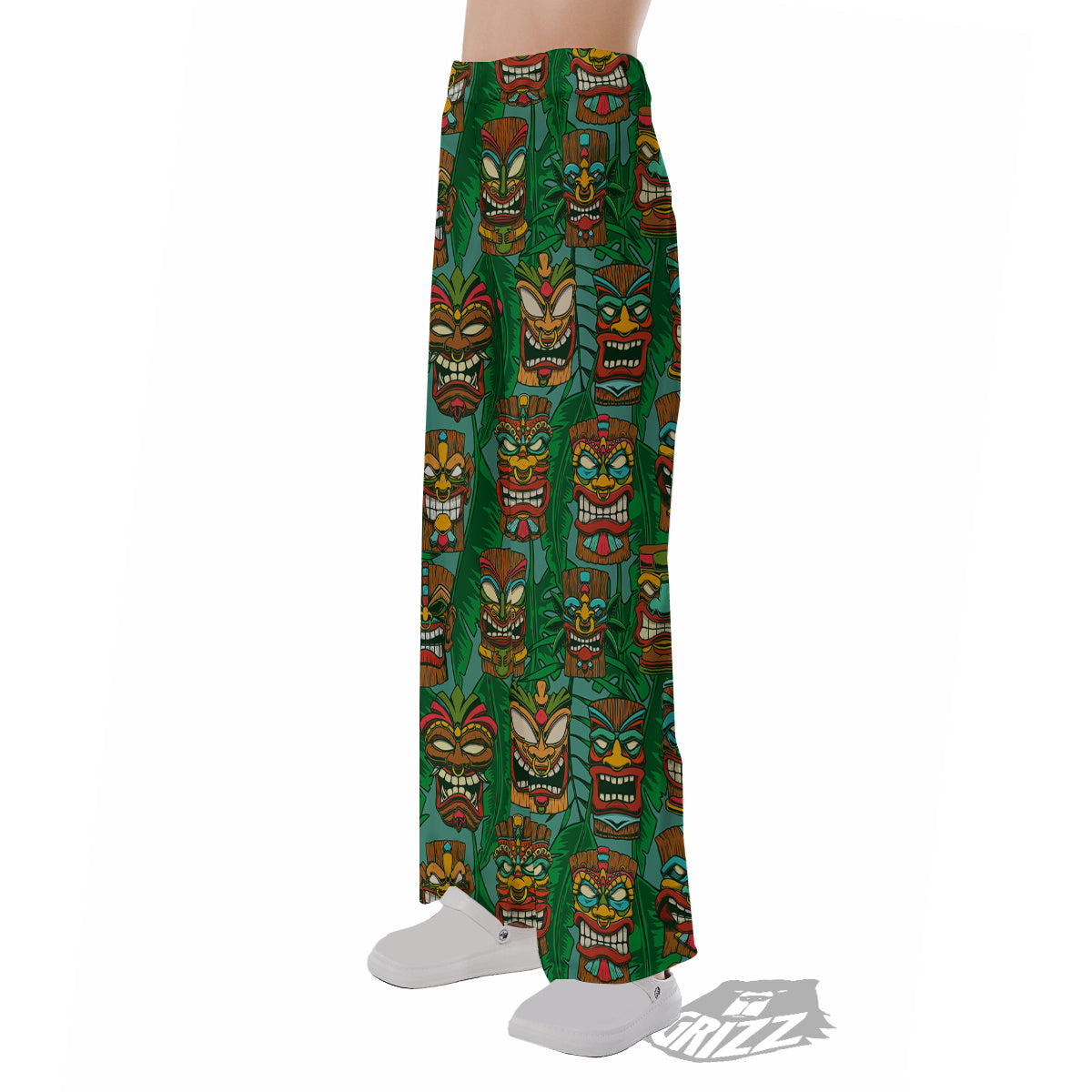 Tiki Wooden Print Pattern Pajama Pants-grizzshop