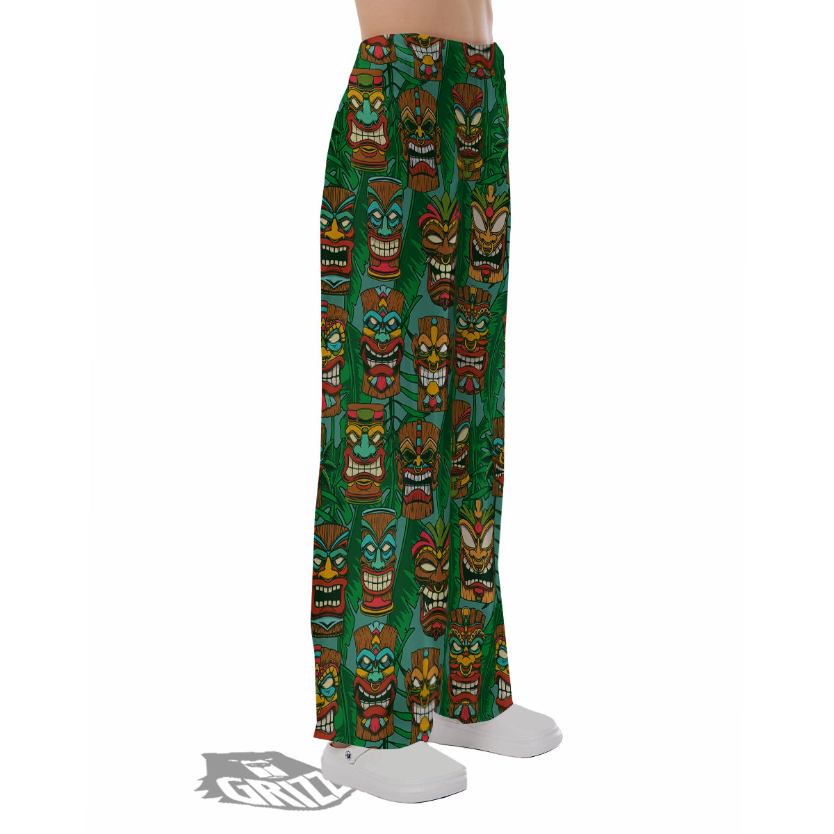 Tiki Wooden Print Pattern Pajama Pants-grizzshop