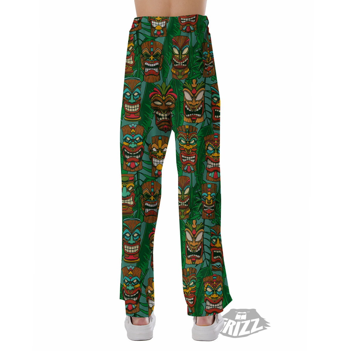 Tiki Wooden Print Pattern Pajama Pants-grizzshop