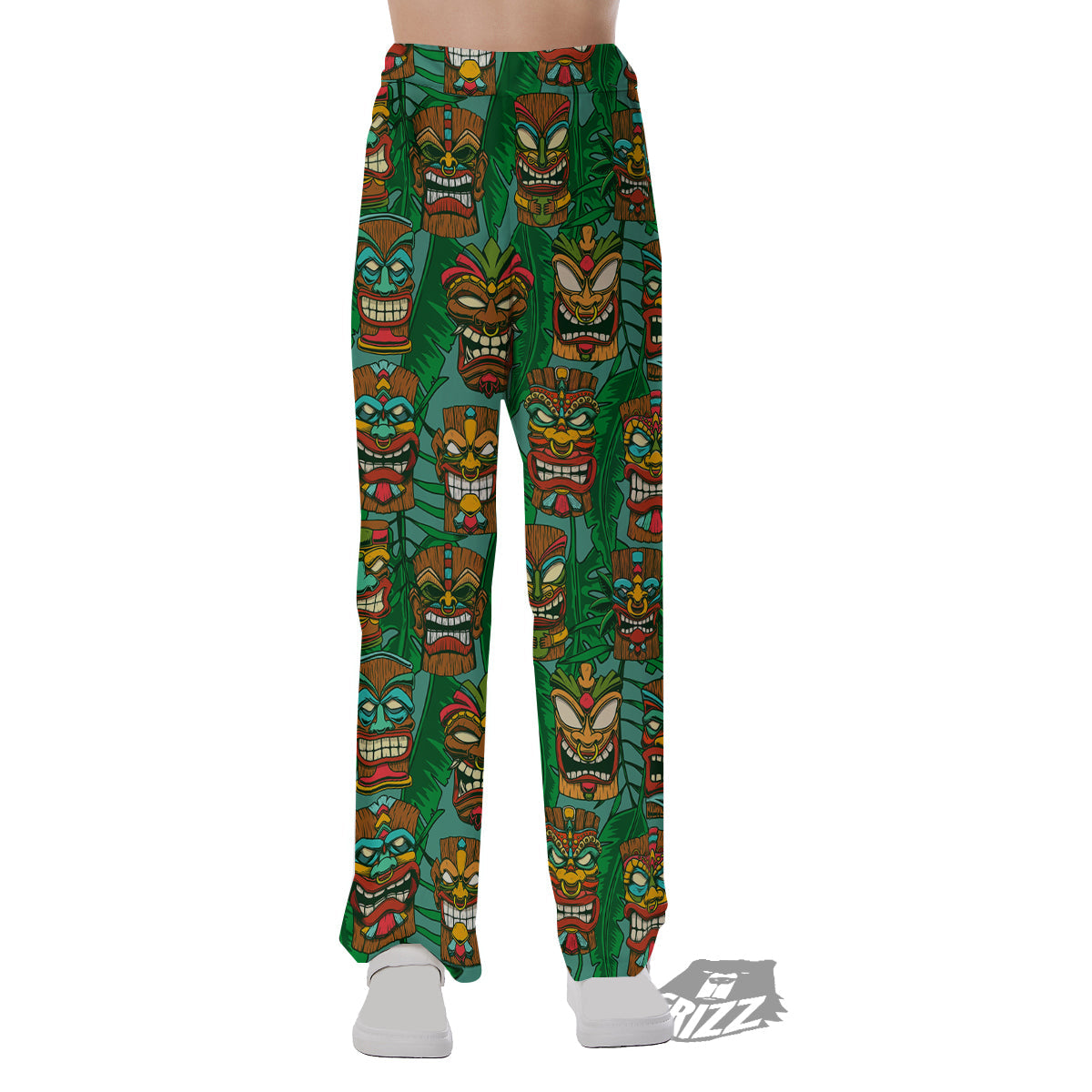 Tiki Wooden Print Pattern Pajama Pants-grizzshop