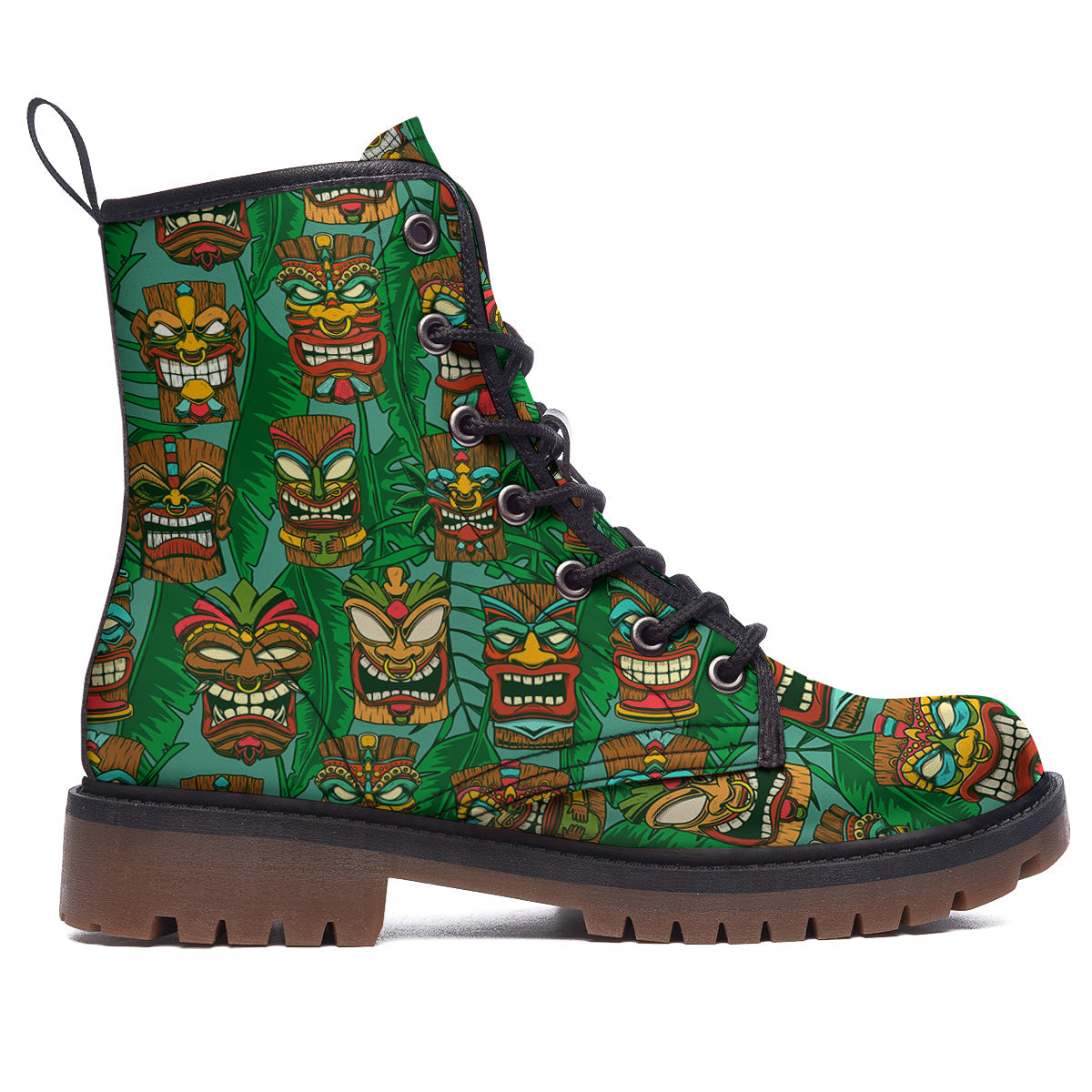 Tiki Wooden Print Pattern Work Boots-grizzshop
