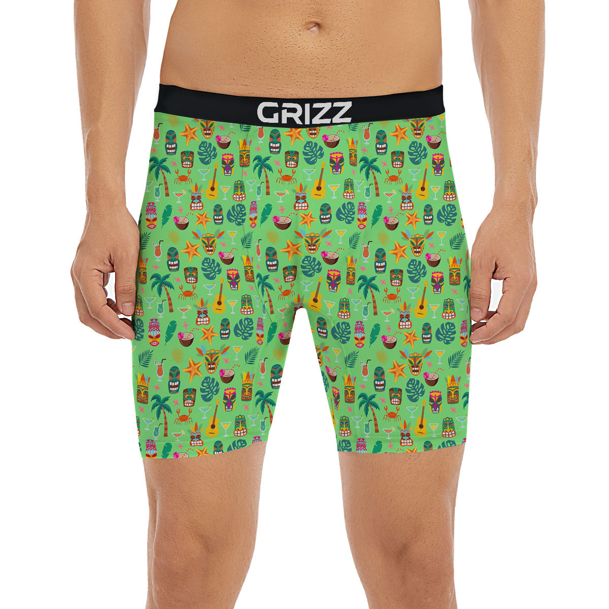 Tiki Colorful Print Pattern Boxer Briefs