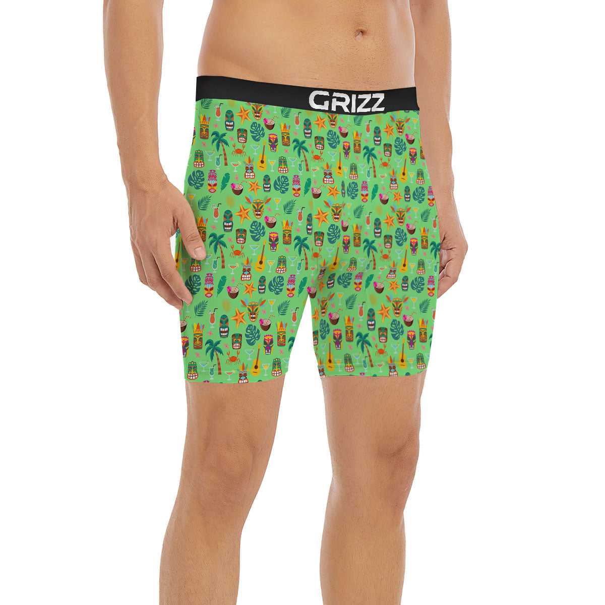 Tiki Colorful Print Pattern Boxer Briefs