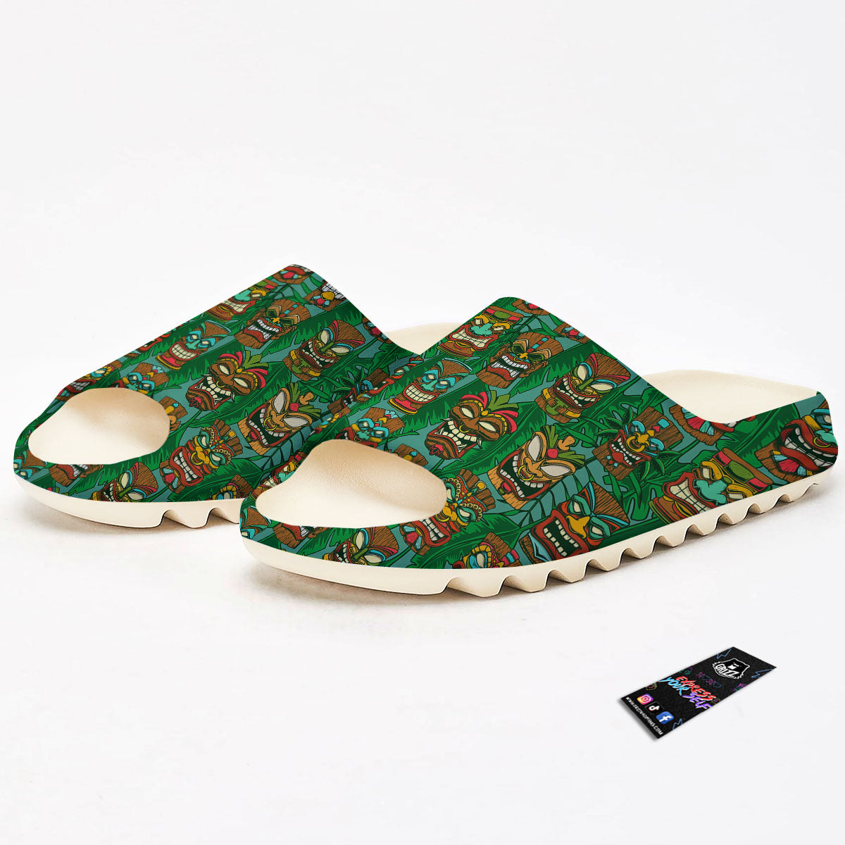 Tiki Hawaiian Print Pattern Sandals-grizzshop
