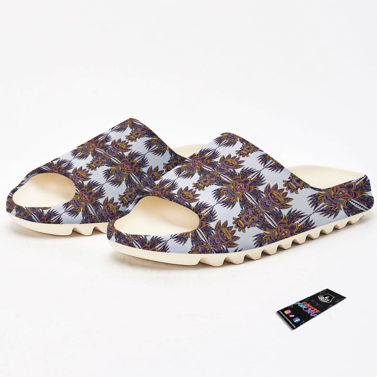 Tiki Mask Ornament Print Pattern Sandals-grizzshop