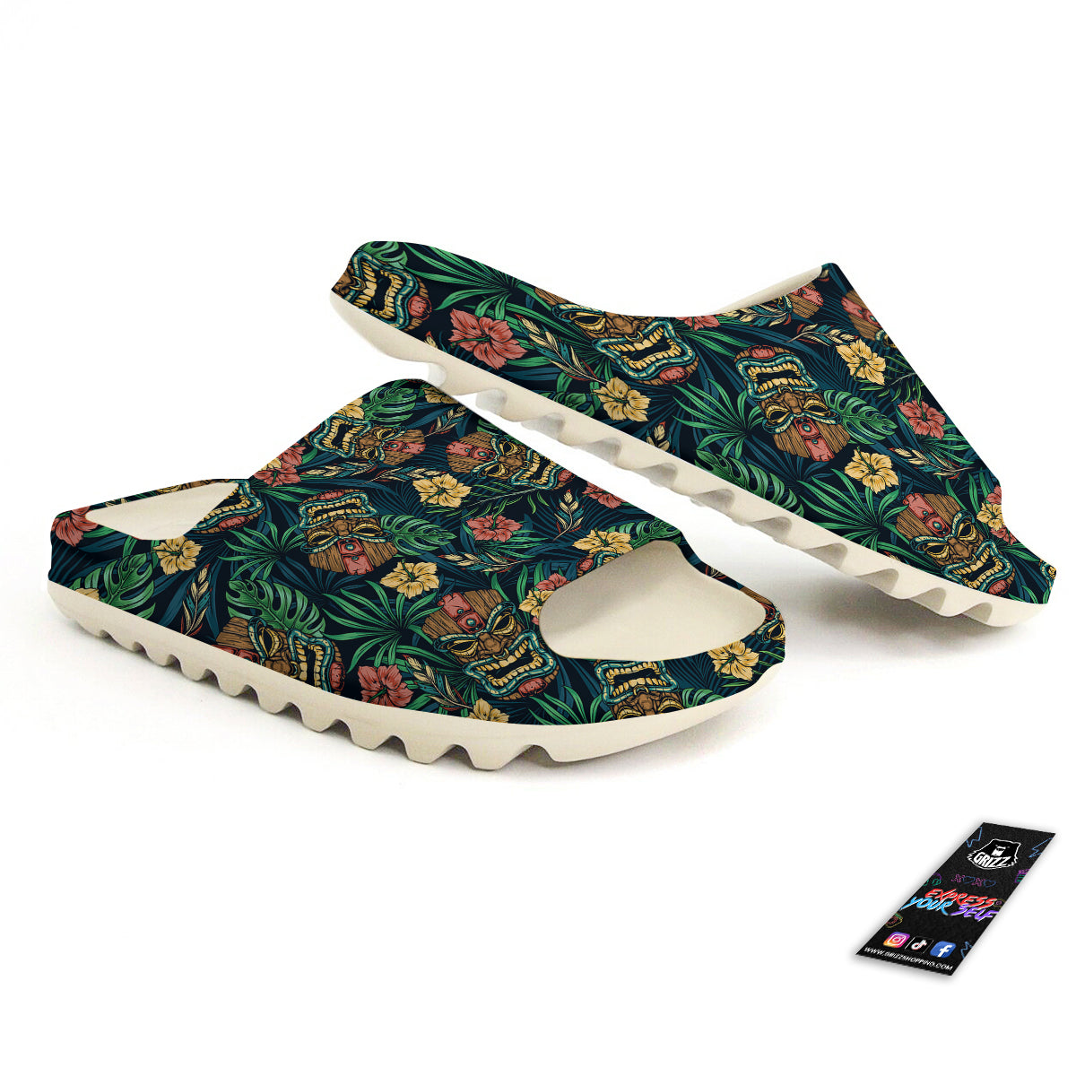 Tiki Tropical Print Pattern Sandals-grizzshop