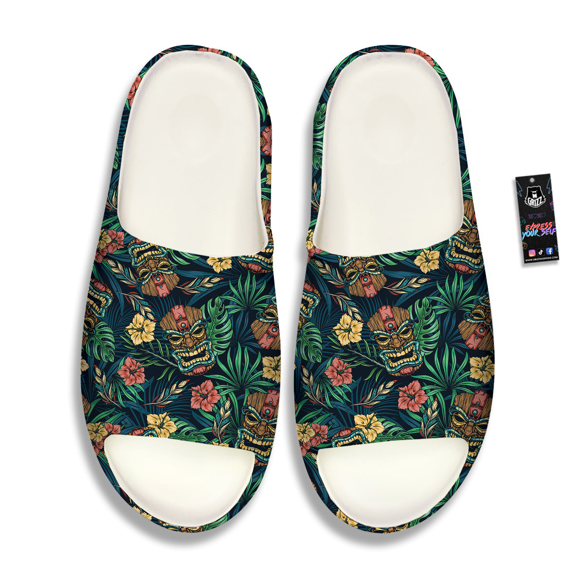 Tiki Tropical Print Pattern Sandals-grizzshop