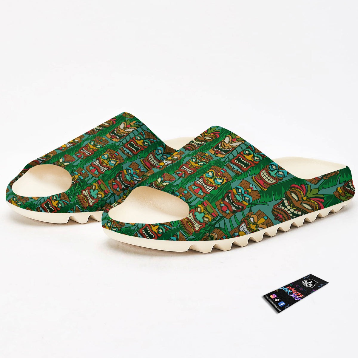 Tiki Wooden Print Pattern Sandals-grizzshop