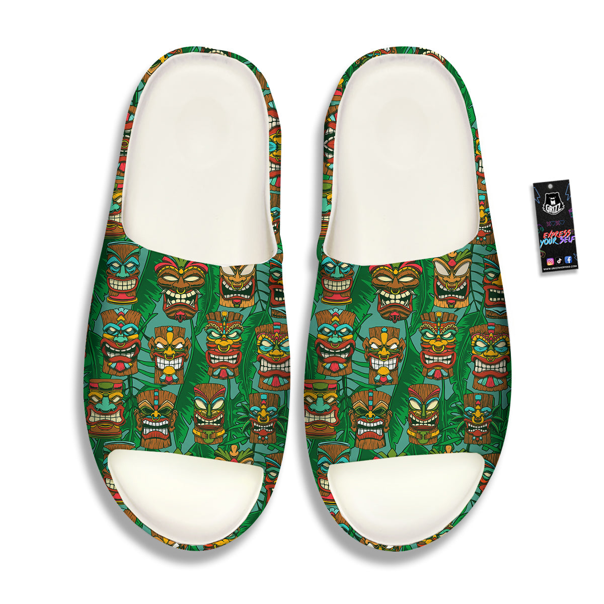 Tiki Wooden Print Pattern Sandals-grizzshop