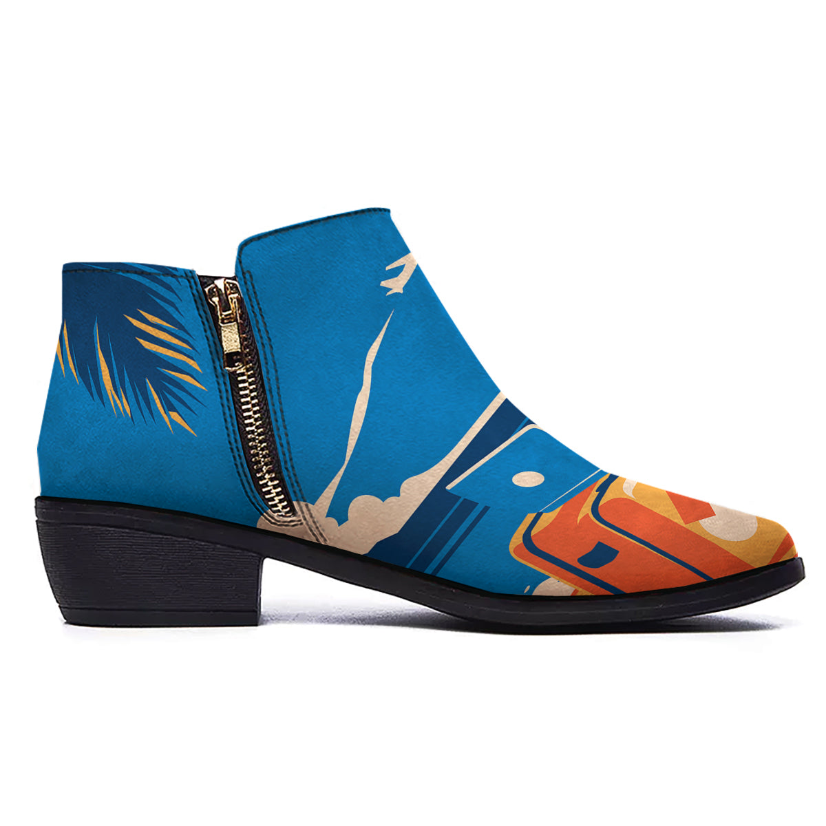 Time To Travel Summer Holiday Print Ankle Boots-grizzshop