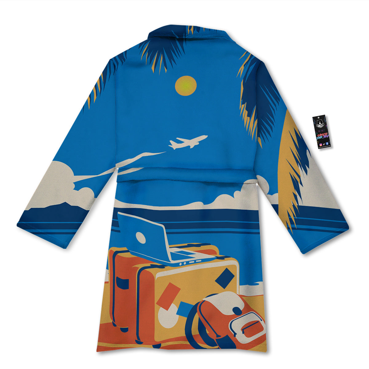 Time To Travel Summer Holiday Print Bathrobe-grizzshop