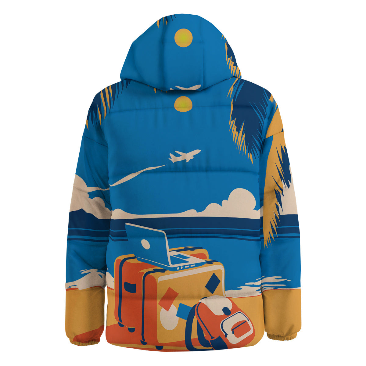 Time To Travel Summer Holiday Print Down Jacket-grizzshop