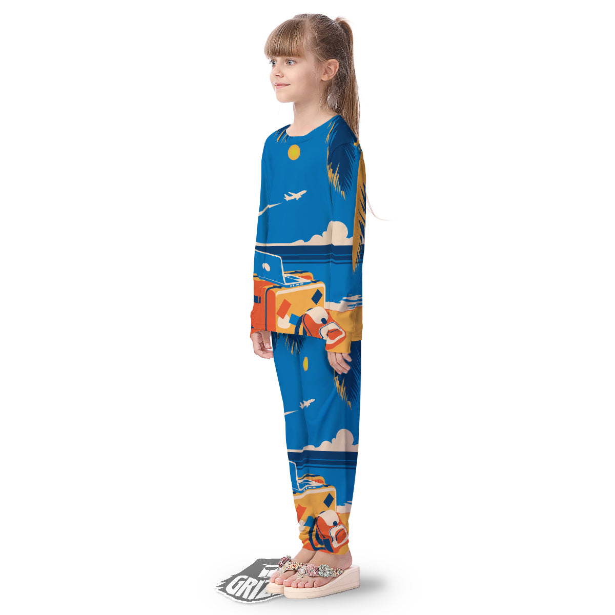 Time To Travel Summer Holiday Print Kid's Pajamas-grizzshop