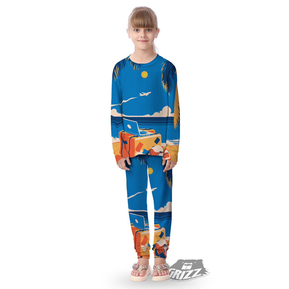 Time To Travel Summer Holiday Print Kid's Pajamas-grizzshop