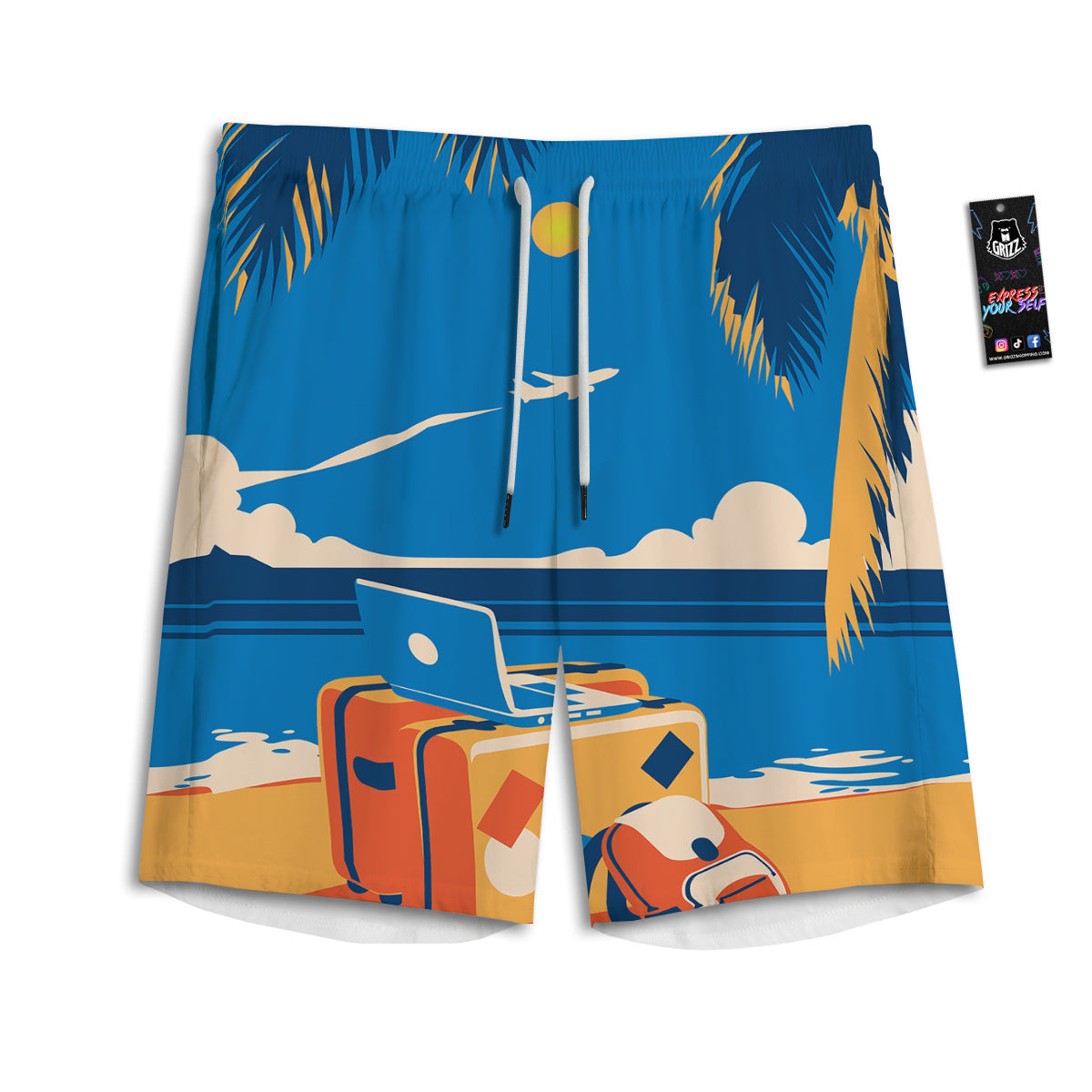 Time To Travel Summer Holiday Print Men's Athletic Shorts