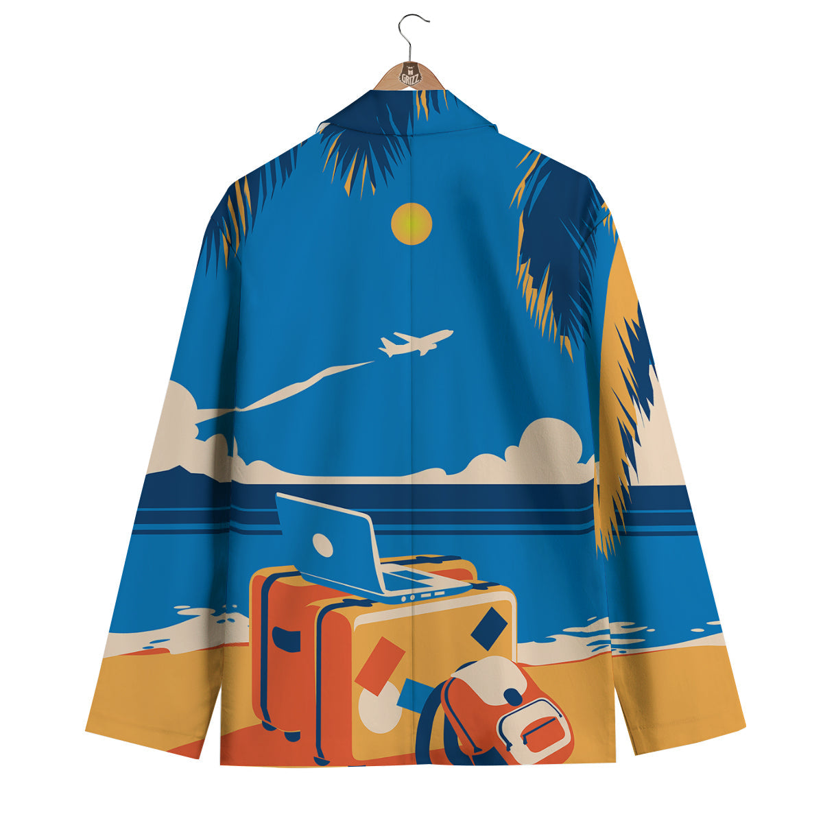 Time To Travel Summer Holiday Print Men's Blazer-grizzshop